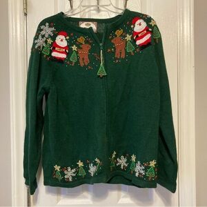 Vintage Y2K Santa and Reindeer Ugly Christmas Sweater
